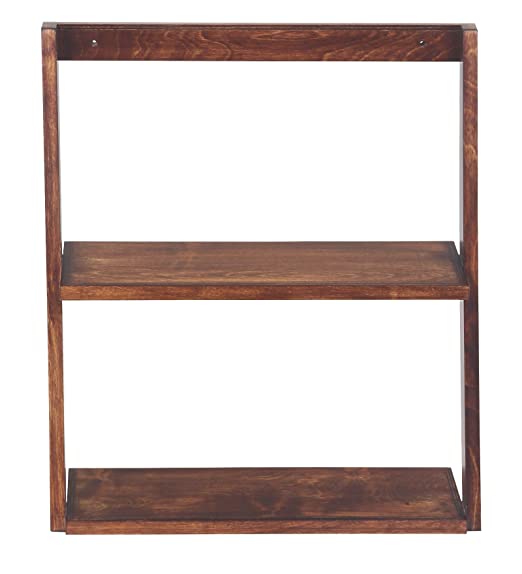 Lycka Birch Wood Wall Mounted/ Floor Standing 2 Tier Ladder Shelf