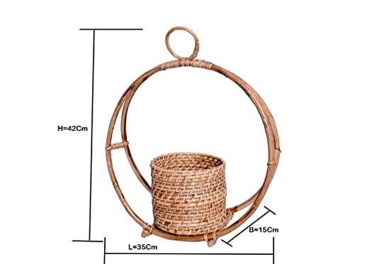 The Weaver's Nest Handmade Natural Cane Planter (35 X 15 X 42 cm)