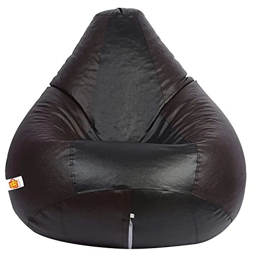 Kushuvi XXXL Bean Bag Chair Filled With Beans (Black - Brown)