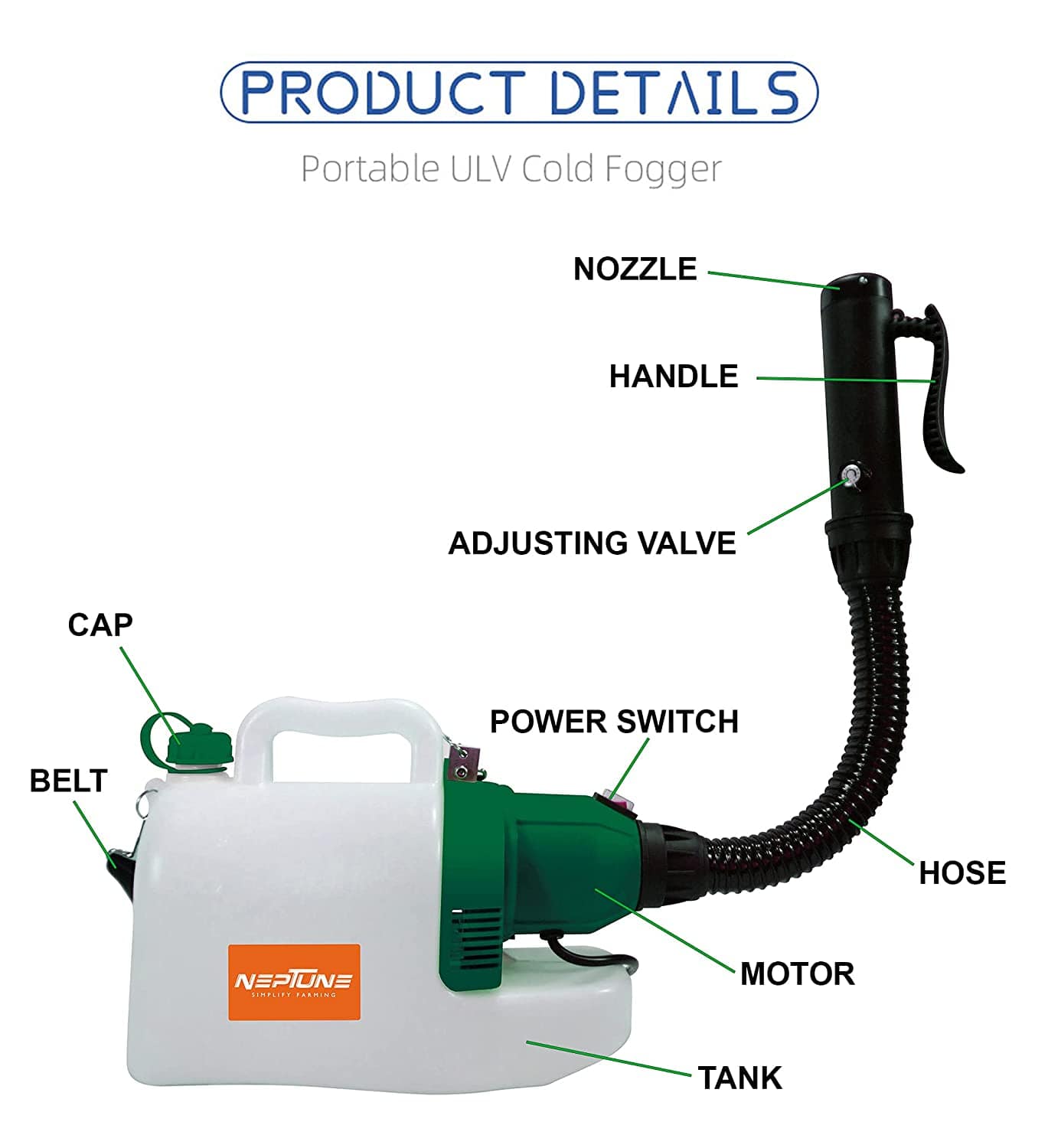 Neptune Simplify Farming Electric ULV Cold Fogging Sprayer (8L, 220v Insecticide Disinfection Machine)