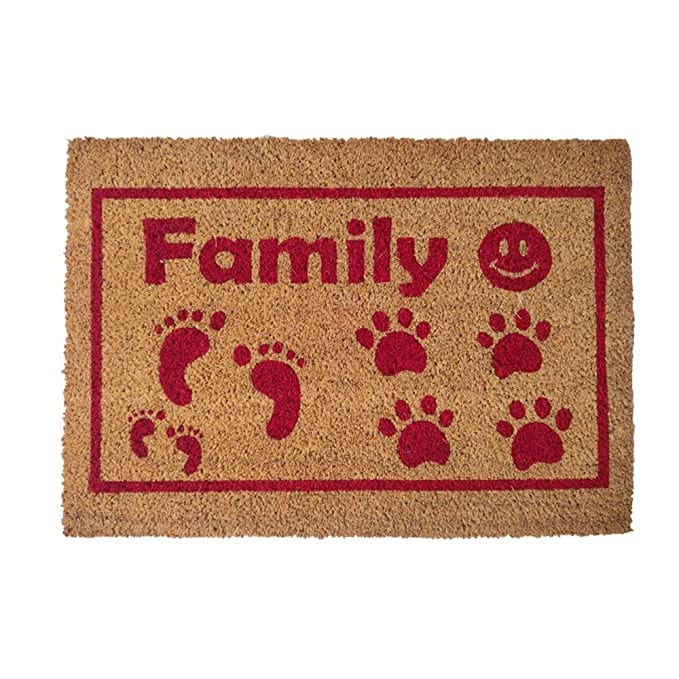 Mats Avenue Rubber Backed Family Theme Coir Door Mat Multi Color (40x60cm)