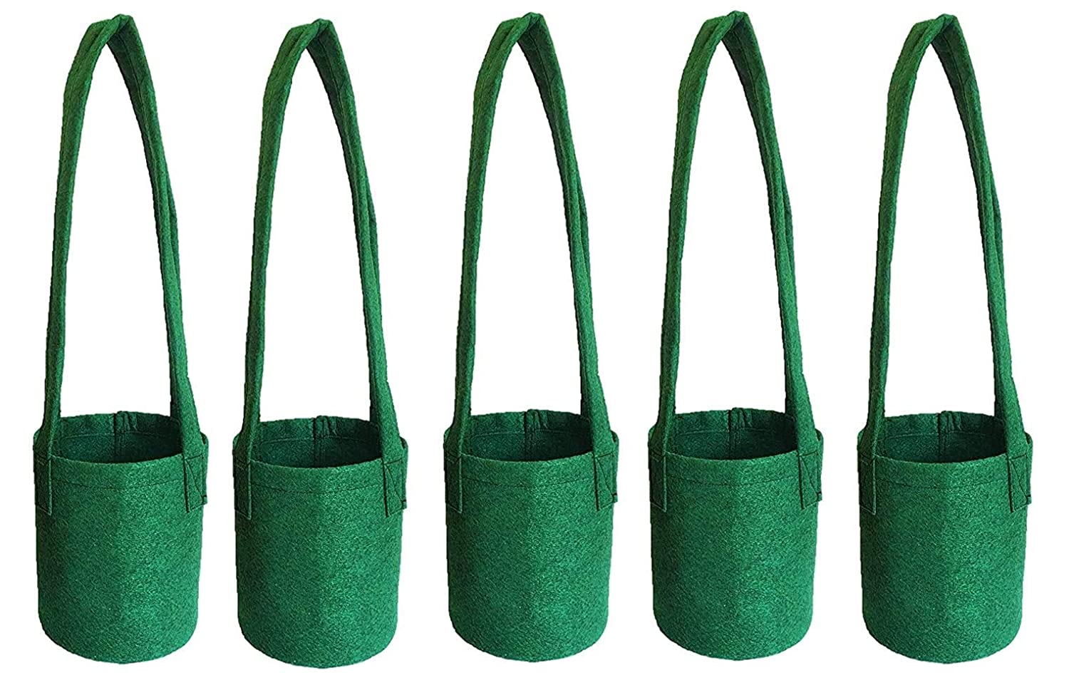 Oxypot 350 GSM Fabric Hanging Planter (6 x 7.5 Inches, Green)- Pack of 5