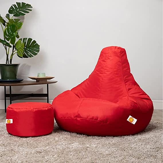 Kushuvi Faux Leather Bean Bag With Beans & Footrest