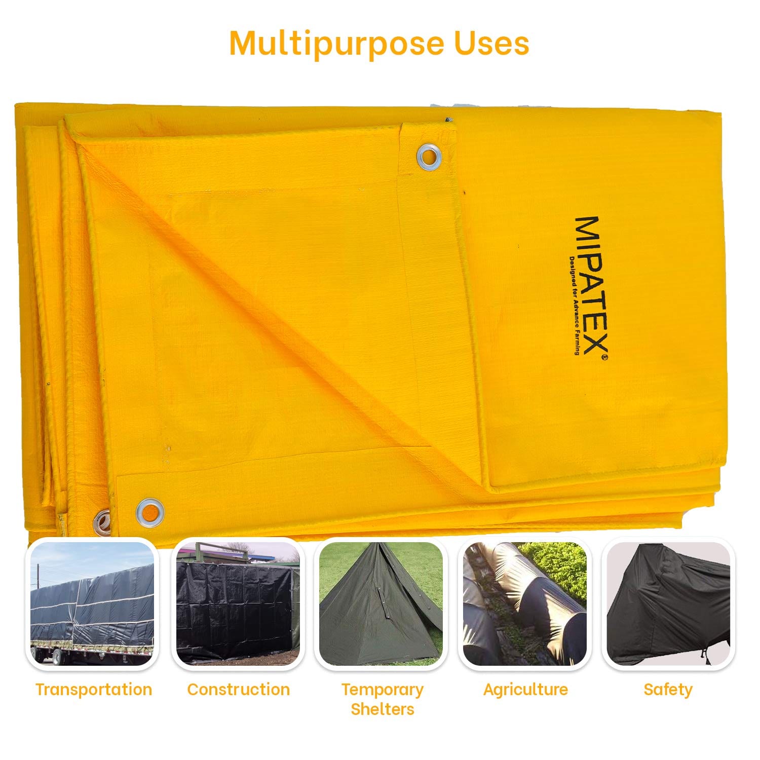 Mipatex Tarapaulin Sheet (130 GSM, Yellow)