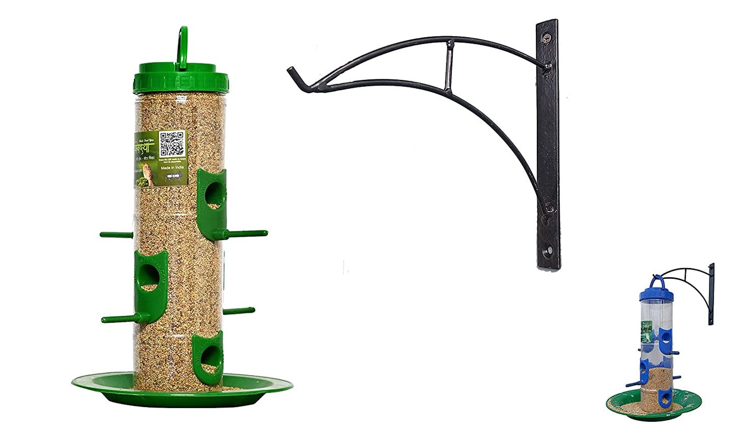 Amijivdaya Bird Feeder With Wall Mount Metal Stand (Large)