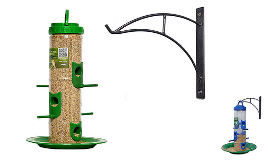 Amijivdaya Bird Feeder With Wall Mount Metal Stand (Large)