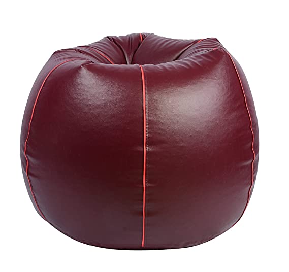 Kushuvi Classic Tear-Drop Shape Bean Bag Cover (Maroon_Pink_Piping)