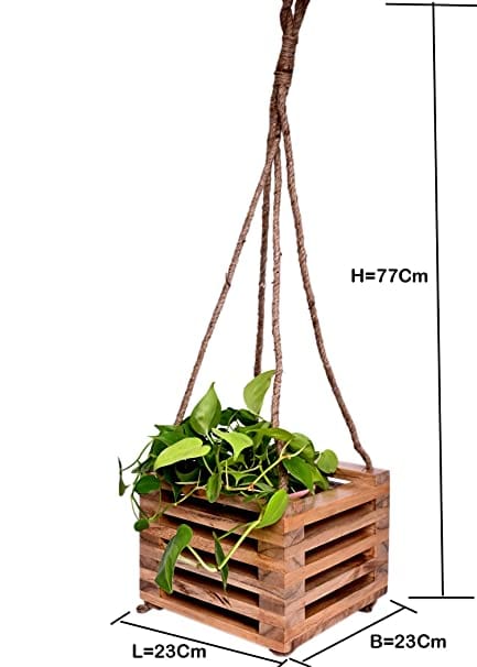 The Weaver's Nest Decorative Wooden Hanging Planter (23 X 23 X 77 cm)