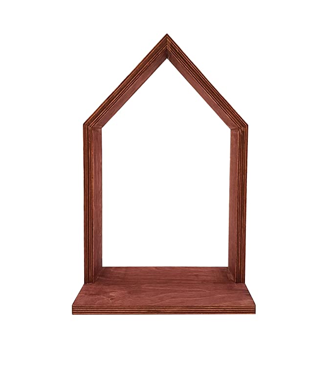 Lycka Birch Wood Hut Shape Wall Mounted Shelves