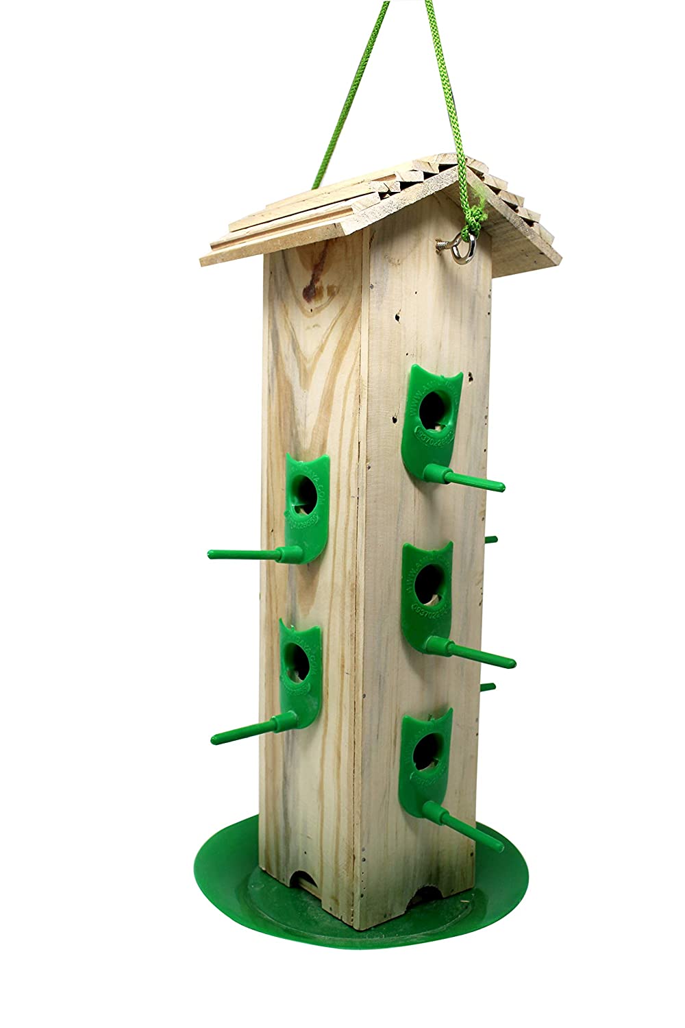 Amijivdaya Pine Wood Hanging Bird Feeder (10 Nozzles)