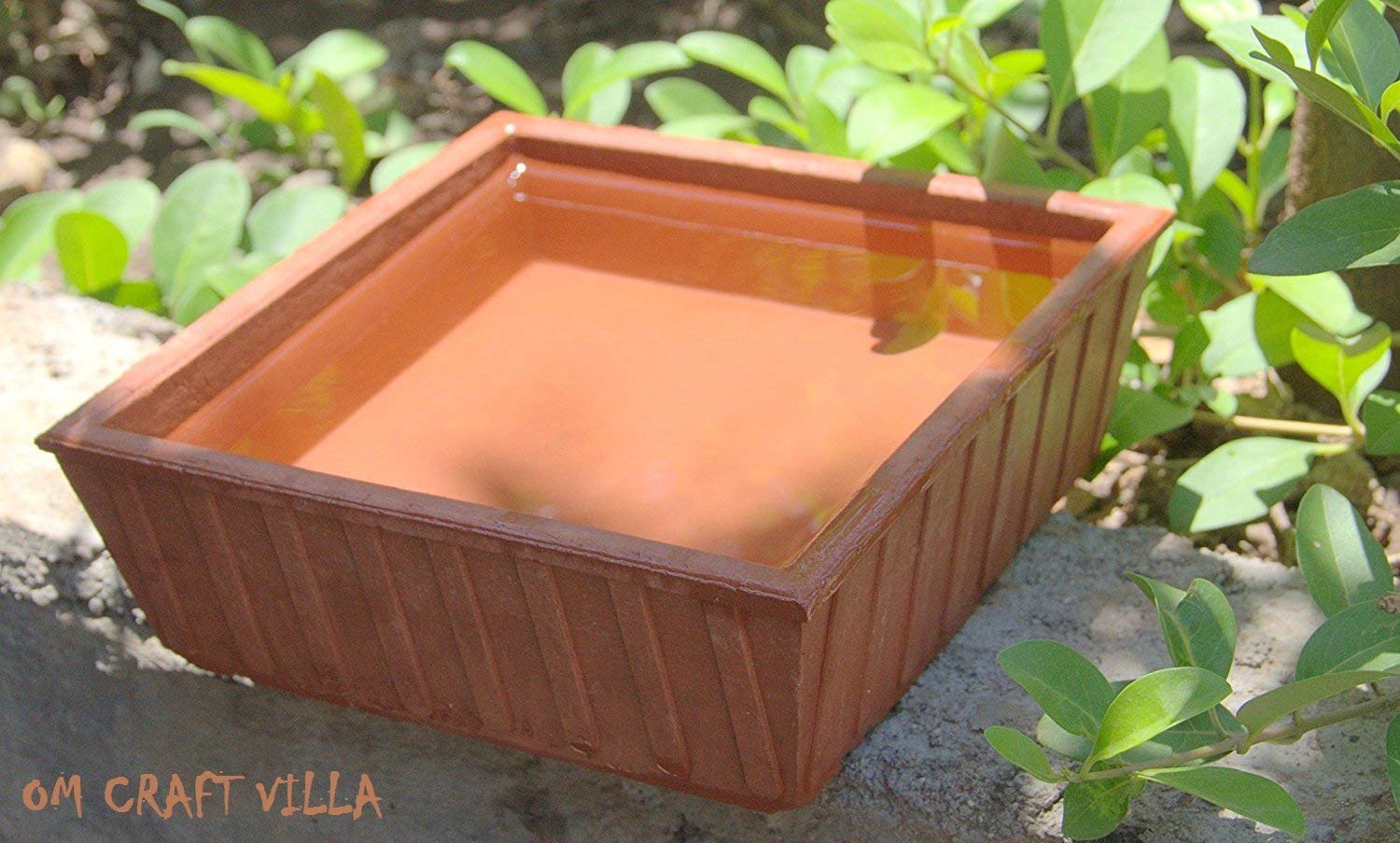 Om Craft Villa Terracotta Bird Bath (Earth Brown)