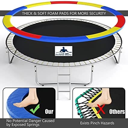 Fitness Guru Trampoline for Kids with Safety Enclosure Net, Basketball Hoop and Ladder (10Ft)