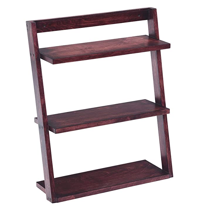 Lycka Birch Wood Wall Mounted 3 Tier Ladder Shelf