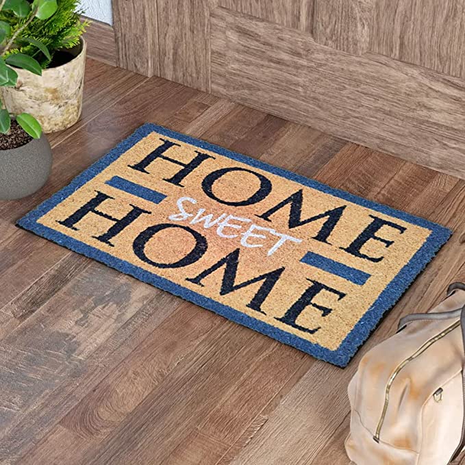 Mats Avenue Coir Door Mat with Anti Slippery Rubber Home Sweet Home (40x60cm), Brown