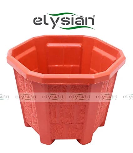 Elysian Heavy Duty Hexagonal Shape Plastic Pot (12 cms), Brown