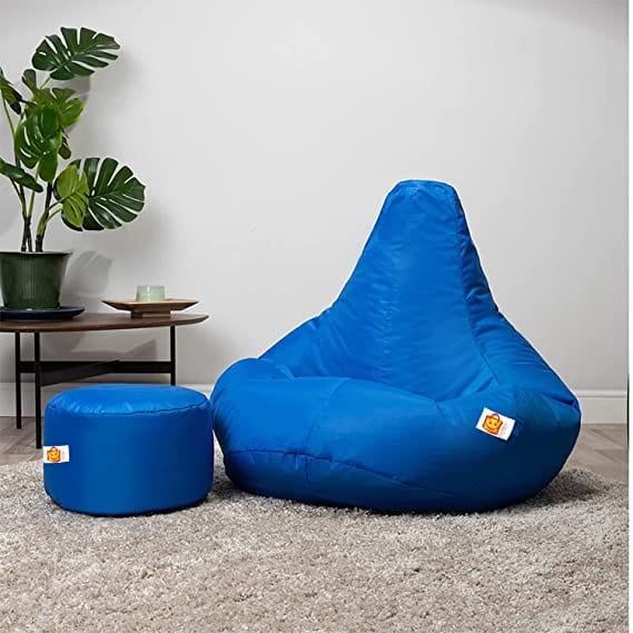 Kushuvi Faux Leather Bean Bag With Beans & Footrest