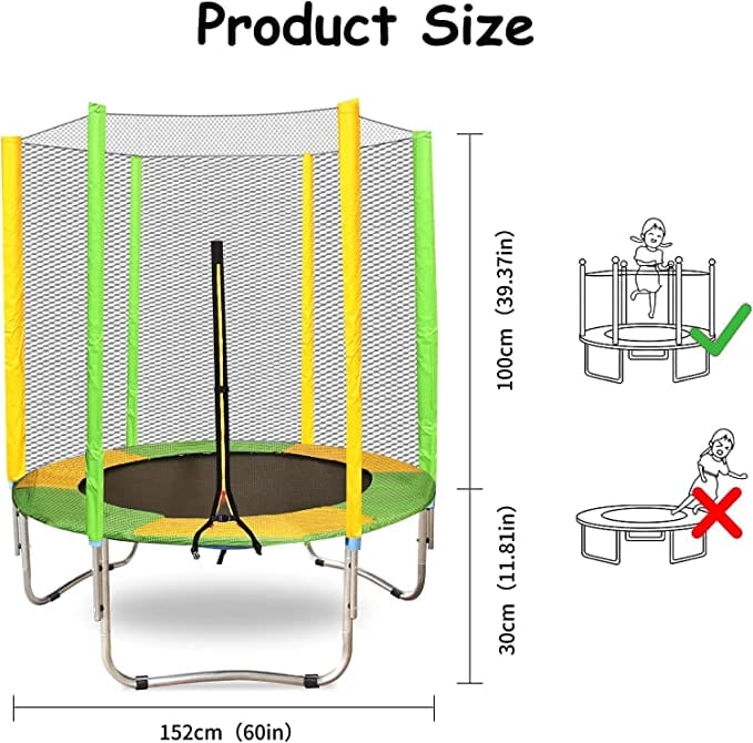 Fitness Guru Toddler Trampoline With Net Safety High Mould Base