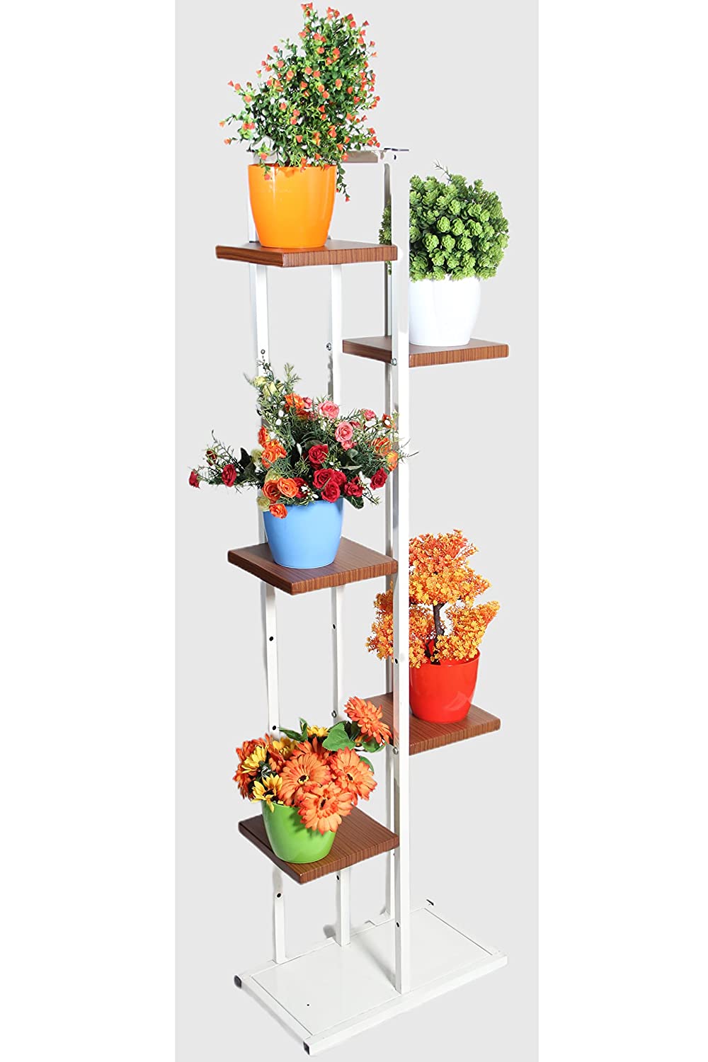 Akura 5 Tier Metal Planter Stand (Wooden Finish)