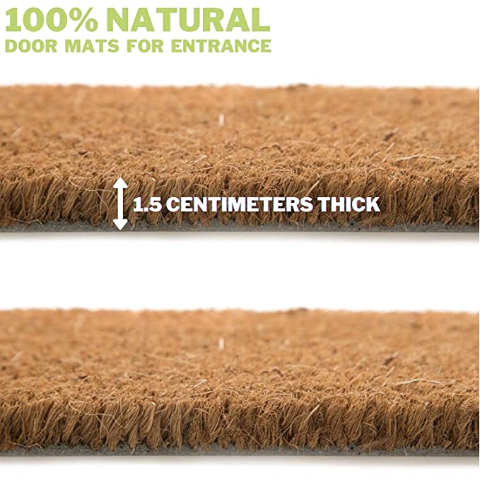 Mats Avenue Solid Coir Large Size Brown Doormat (45x75cm) - Set of 2