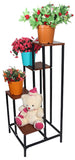 Akura 4 Tier Metal Planter Stand (Wooden Finish)