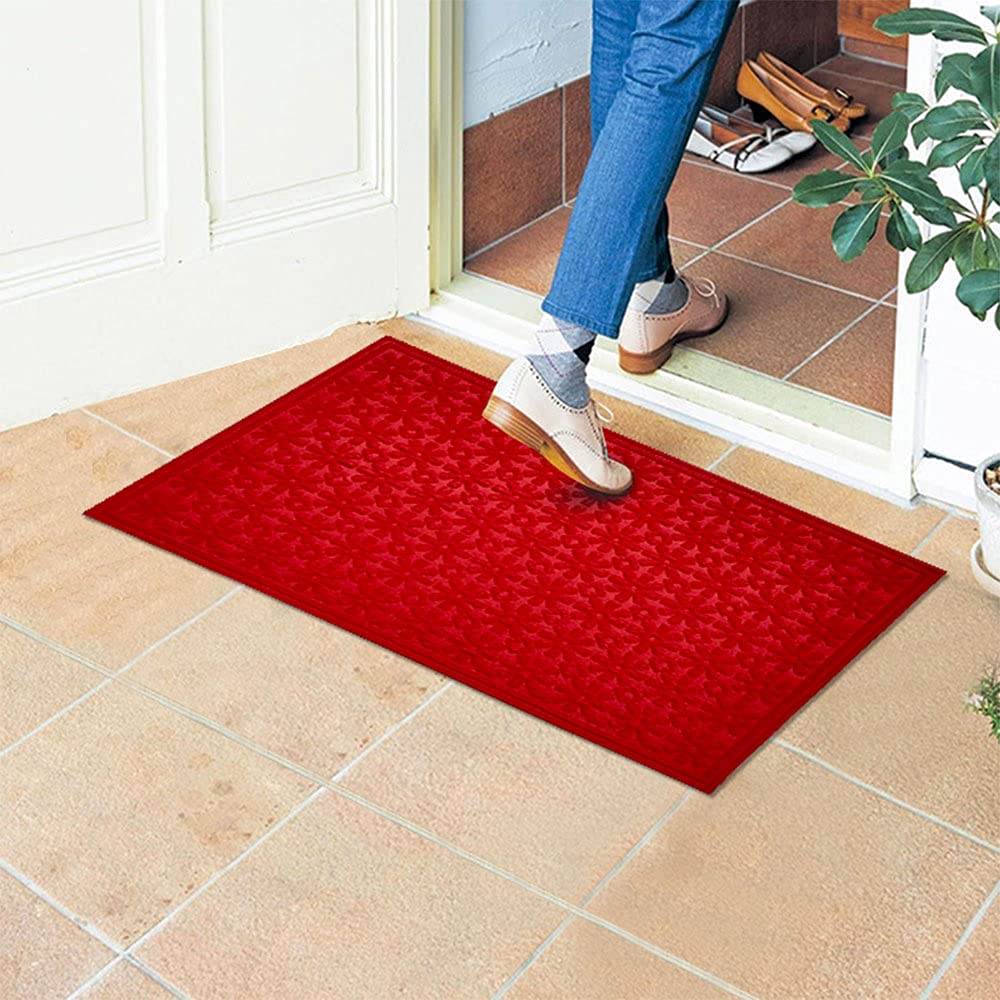 Mats Avenue Two Heavy Duty Light Weight Flexible Rubber and PP Doormats (40x60cm), Vibrant Red and Chocolate