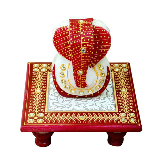 Om Craft Villa Ganesha Statue With Chowki