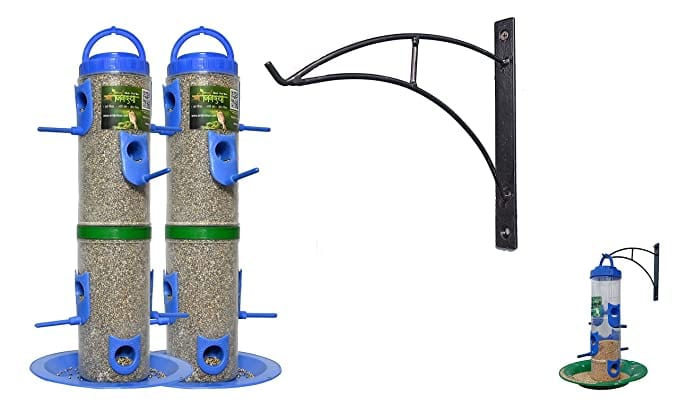 Amijivdaya Bird Feeder With Wall Mount Stand (Blue)