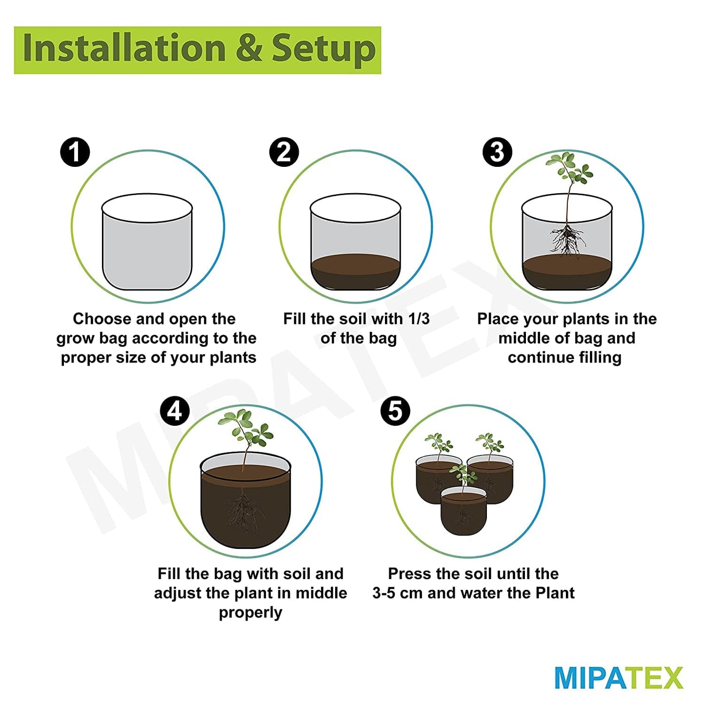 Mipatex Fabric Grow Bags (12x6 Inches)