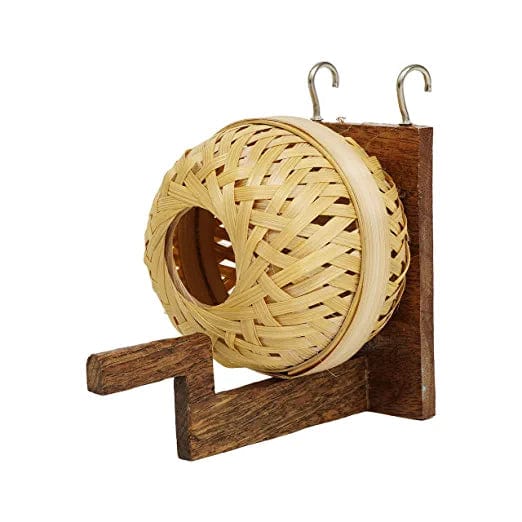 Elysian Hanging Bamboo Strip Bird House and Bird Feeder (15 cms)