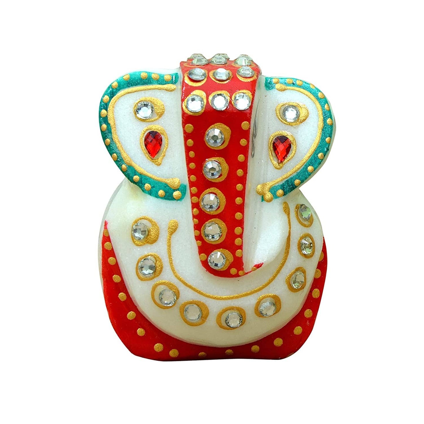 Om Craft Villa Meenakari Work Lord Ganesha Marble Statue