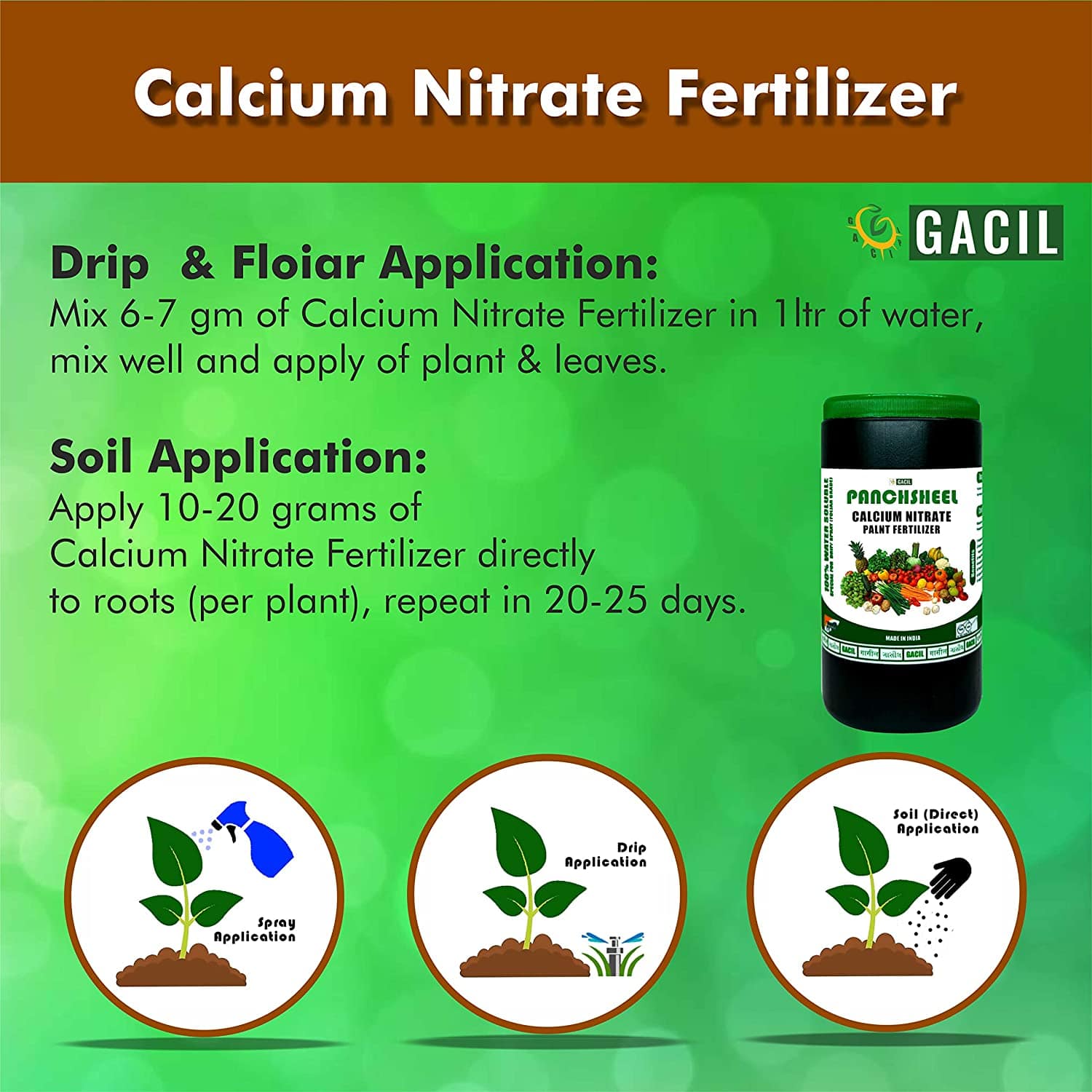 Panchsheel Calcium Nitrate (Granules) Fertilizer + 18% Calcium (100% Water Soluble)