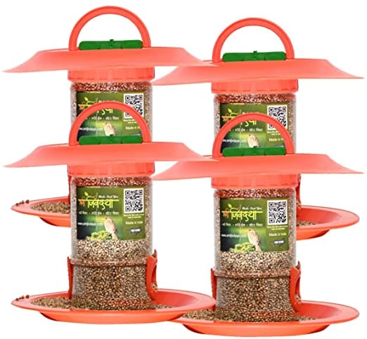 Skybeings Bird Feeder With Hut (Small, Orange)