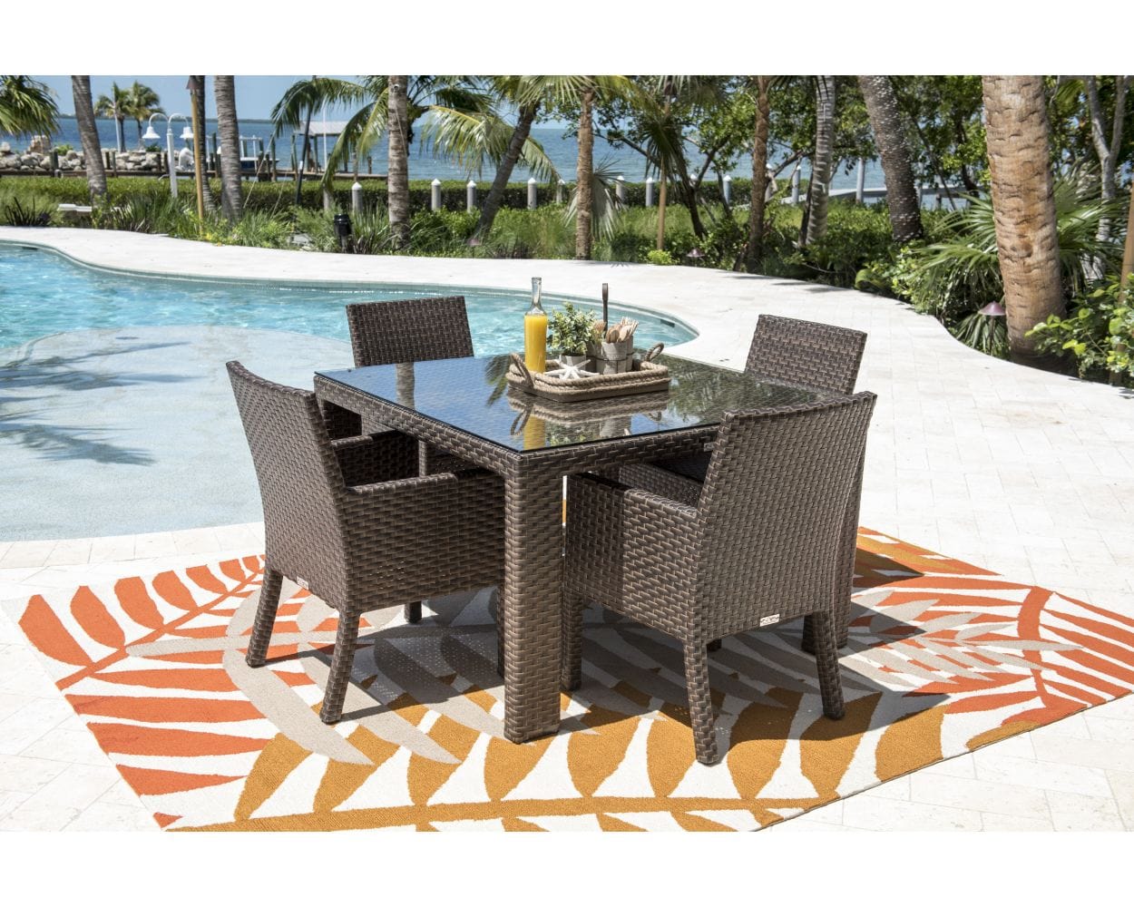 Dreamline Outdoor Garden Patio Dining Set 4 Chairs And 1 Table Set (Brown, Outdoor)