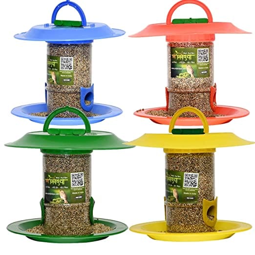 Skybeings Bird Feeder With Hut (Multiple Colours) - Pack of 4