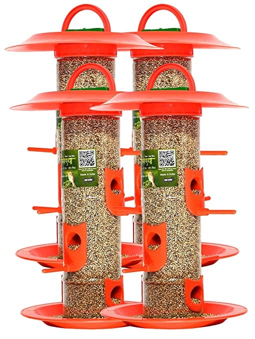 Skybeings Bird Feeder With Hut (Large, Orange)