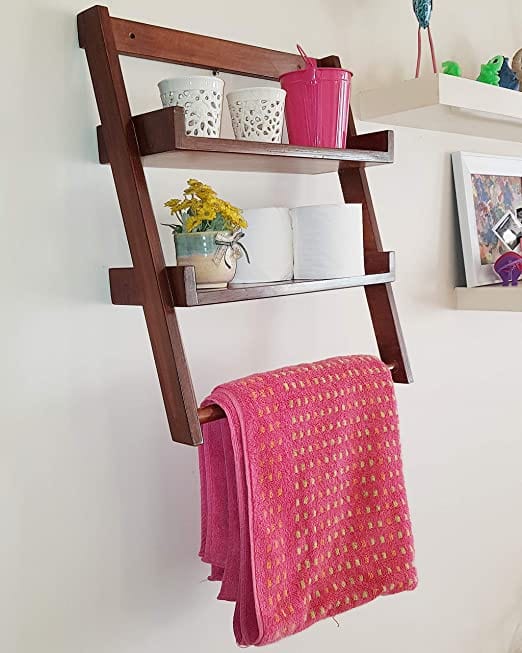 Lycka Birch Wood Wall Mounted Ladder Shelf Display Racks