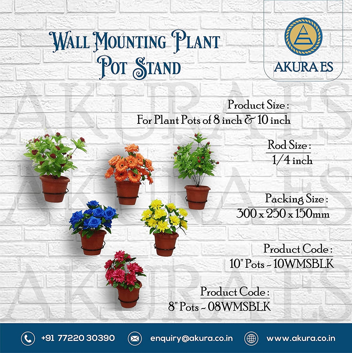 Akura Wall Mounting Planter Stand (Black)