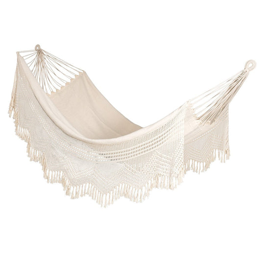 South American Natural Hammock With Decorative Crochet, Weight Capacity 180 kg- 150W X 396L cm