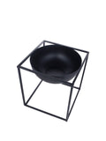 Green Girgit Half Dome Black Metal Planter With Metal Stand