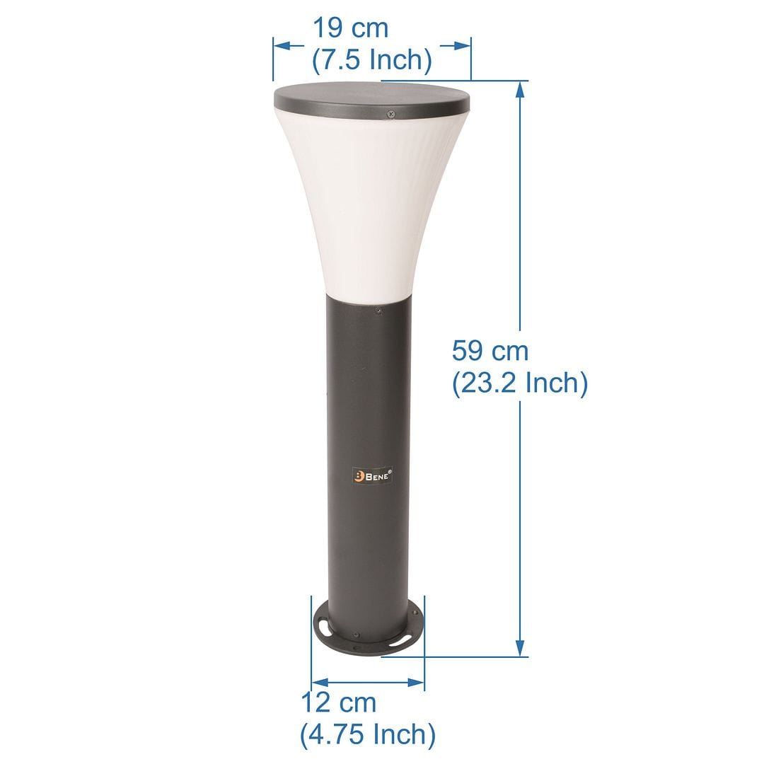 BENE Rio Bollard Aluminium Light 59 cms (Milky ,Grey)