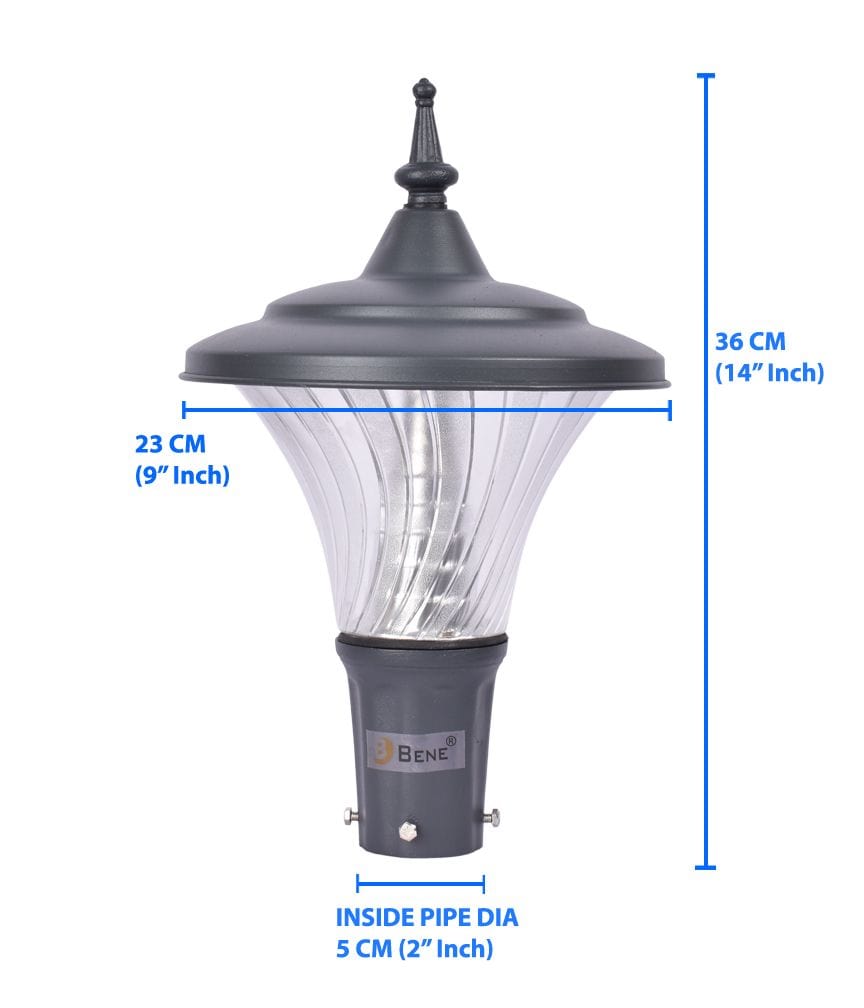 BENE Skew Garden Light 23 Cms Fitted with 15w White LED ( 15w, Grey)