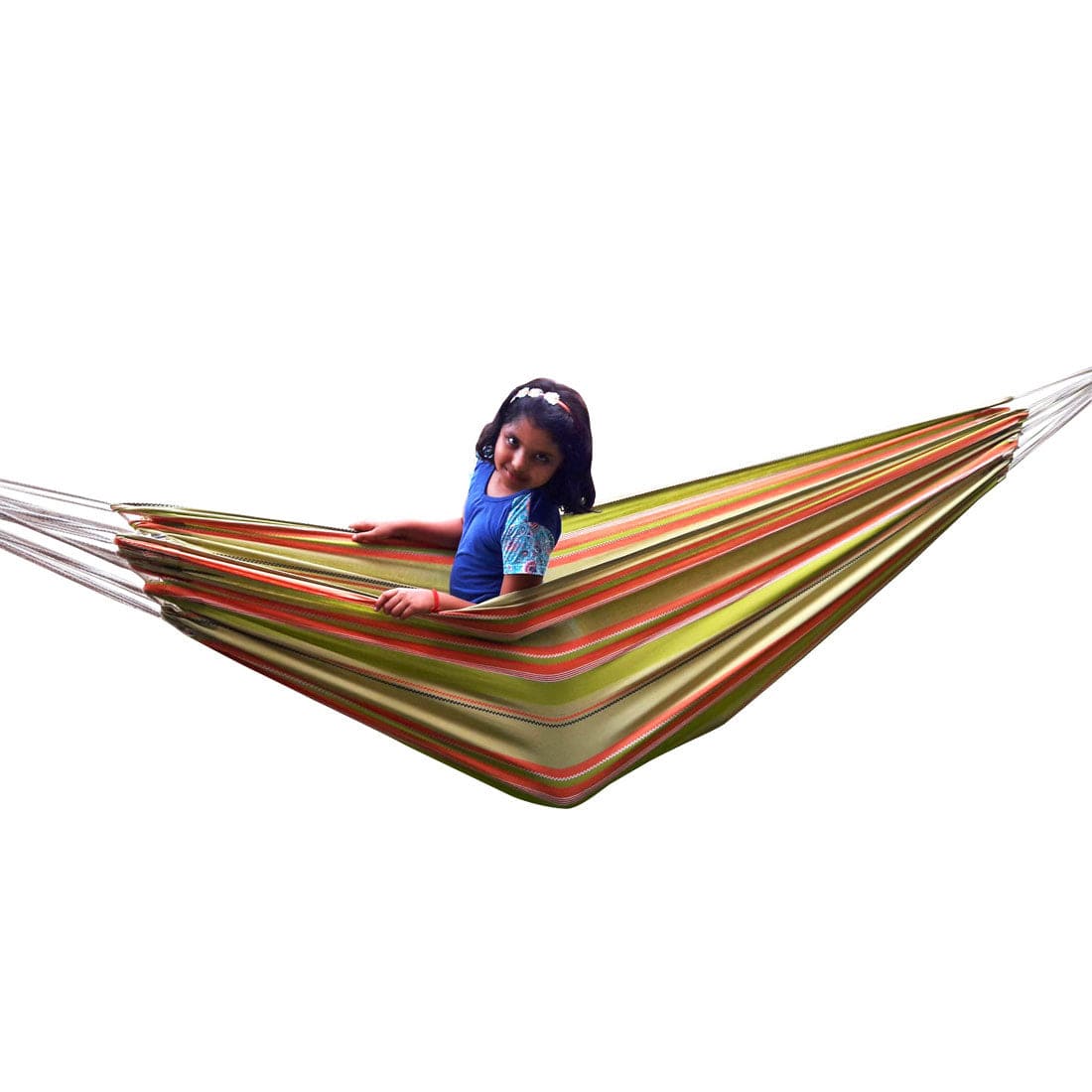 Extra Large Classic Canvas Hammock With Deco Fringes, Weight Capacity 180kg- 140W X 396L cm