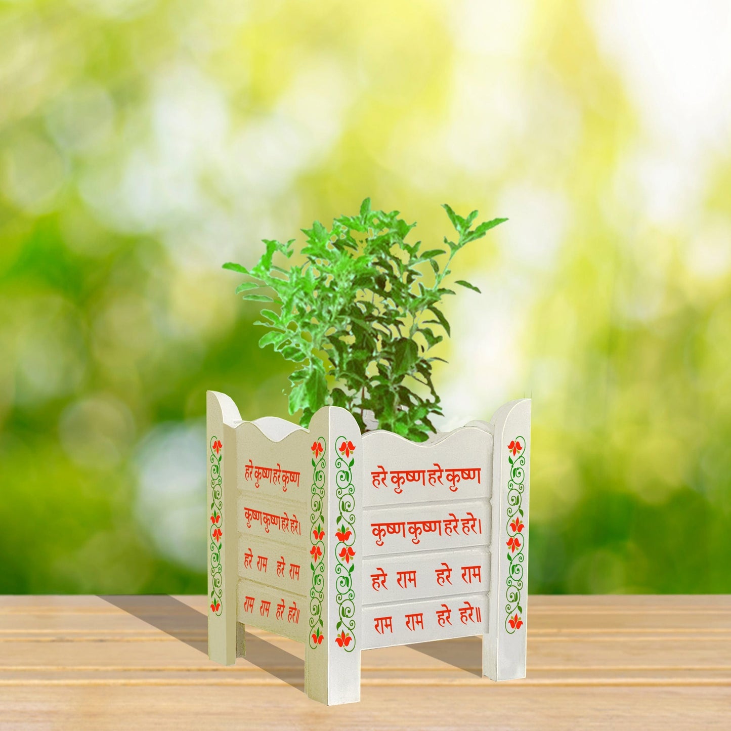 Wooden Tulsi Planter (Square Shaped)