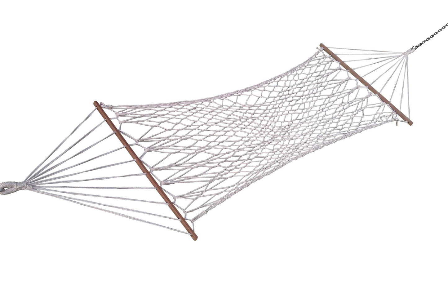 Cotton Natural Rope Hammock With Wooden Bars, Weight Capacity of 113 kg- 90W X 194L cm