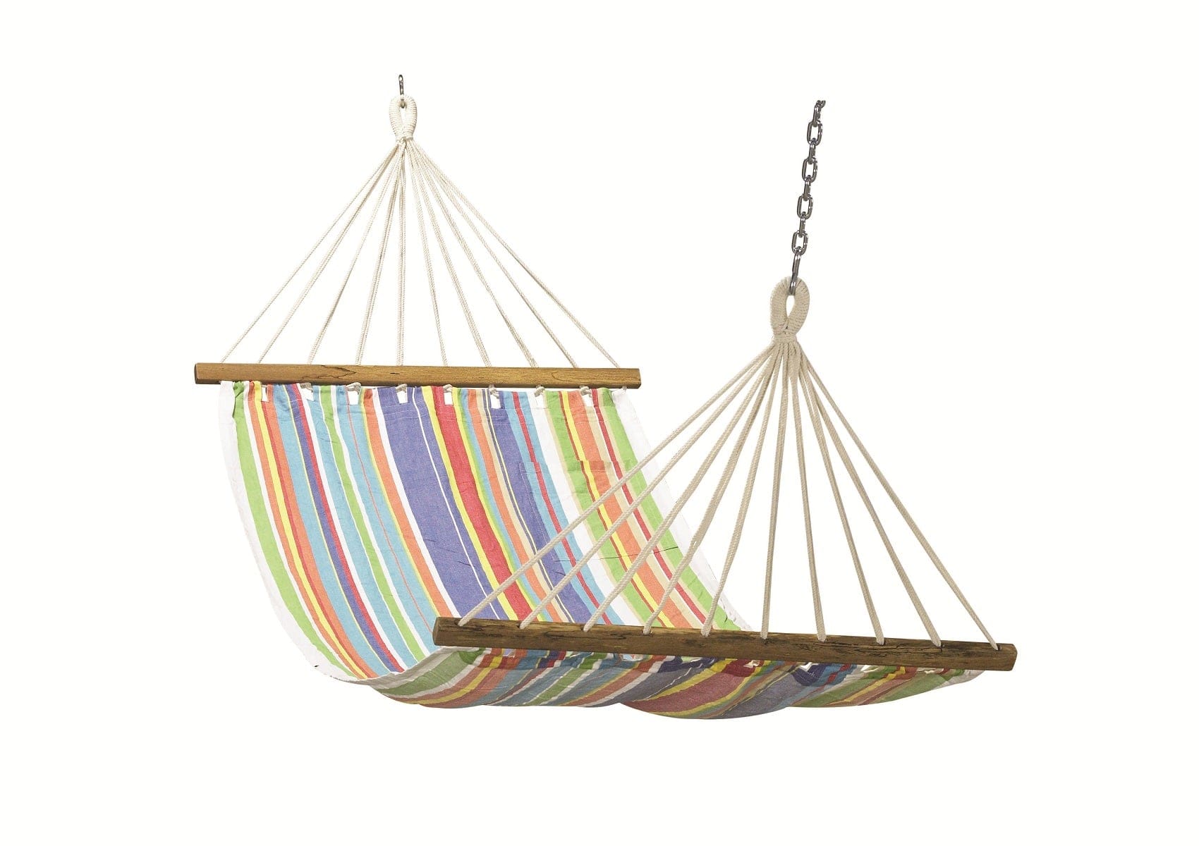 Brazilian Cotton Canvas Hammock With Spreader Bars, Weight Capacity 113kg- 90W X 335L cm