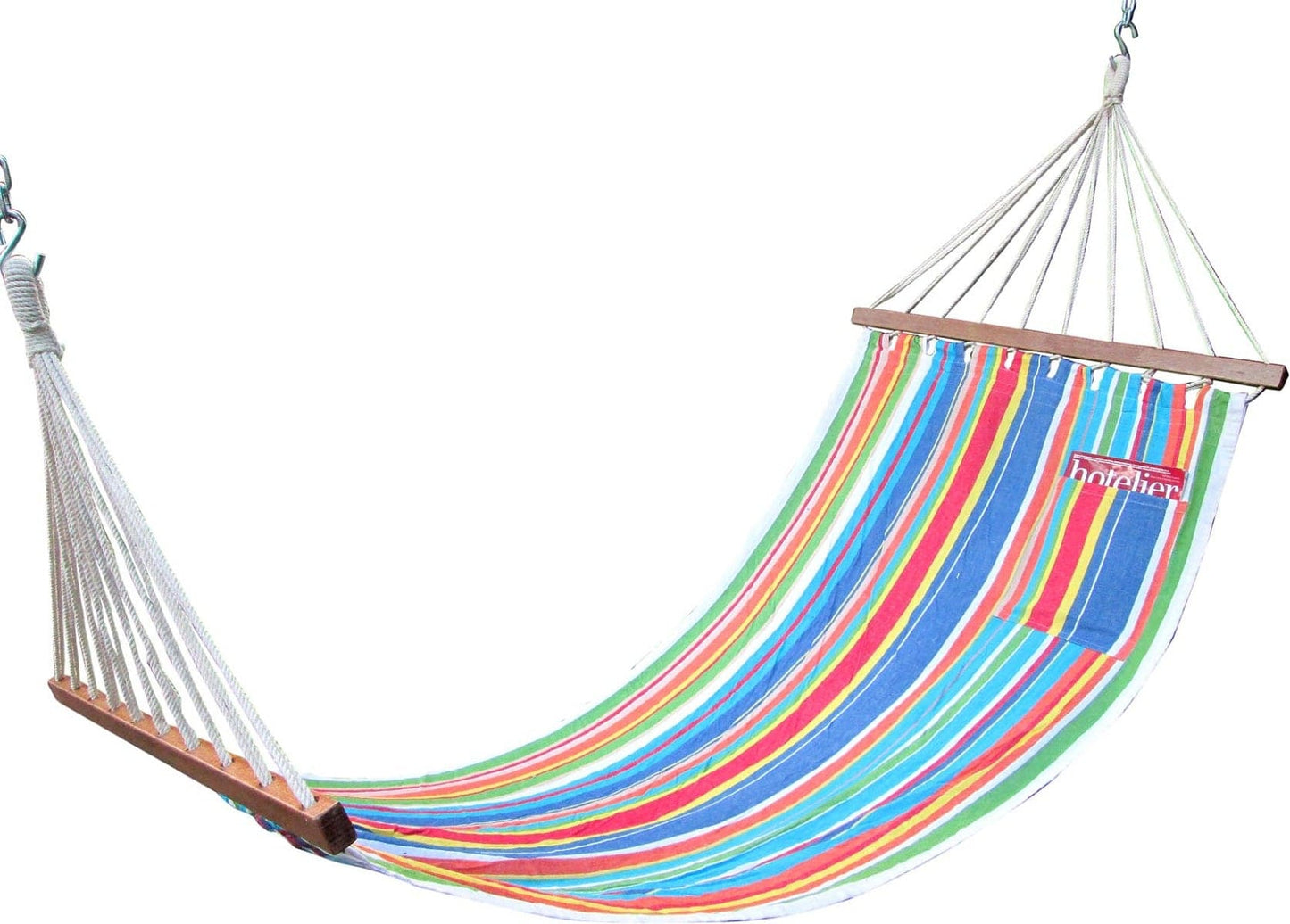 Brazilian Cotton Canvas Hammock With Spreader Bars, Weight Capacity 113kg- 90W X 335L cm