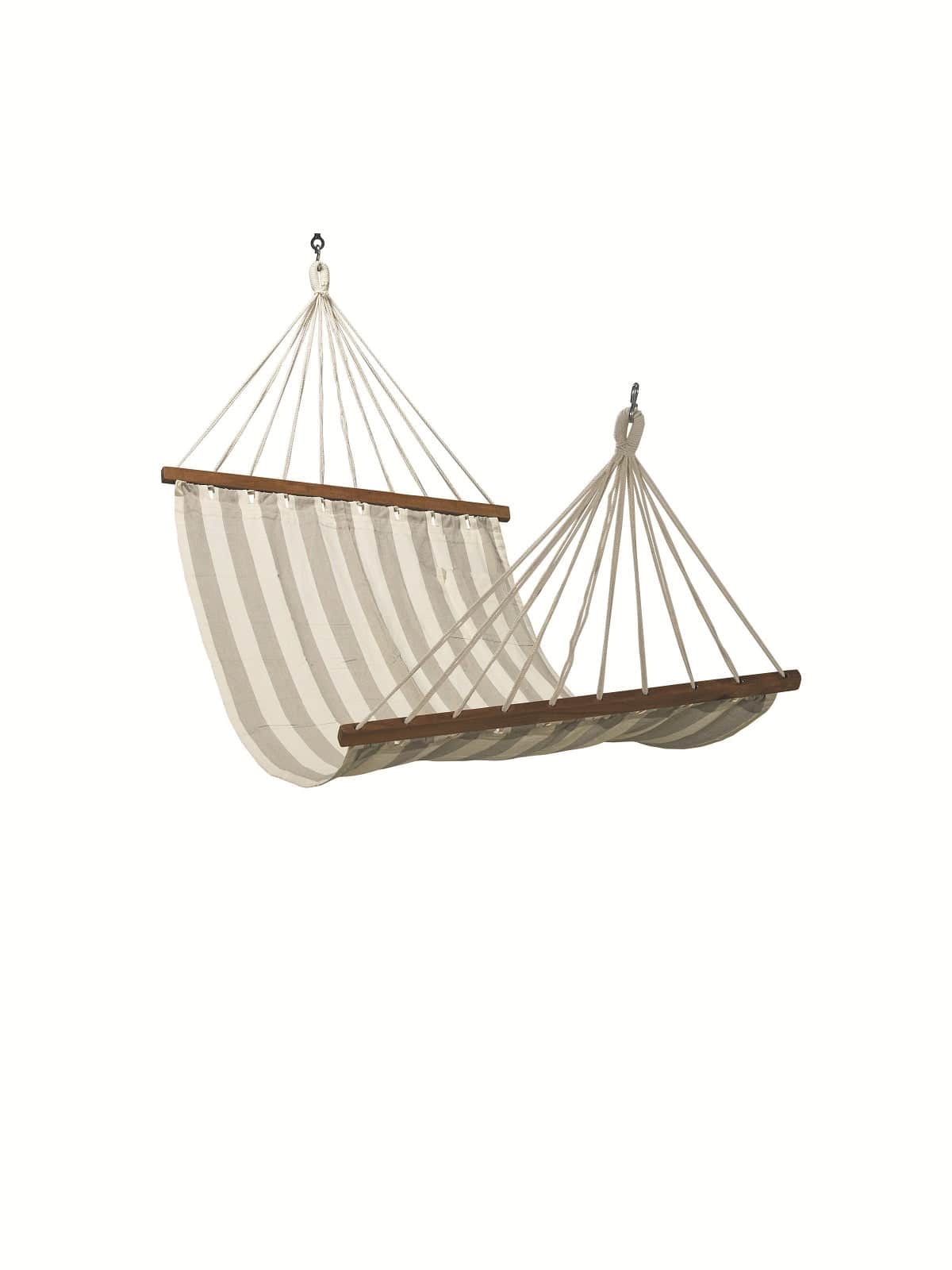 Brazilian Cotton Canvas Hammock With Spreader Bars, Weight Capacity 113kg- 90W X 335L cm