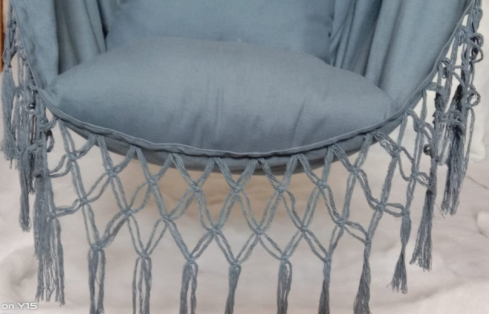 Macrame Swing Chair With Deco Fringes and Cushions