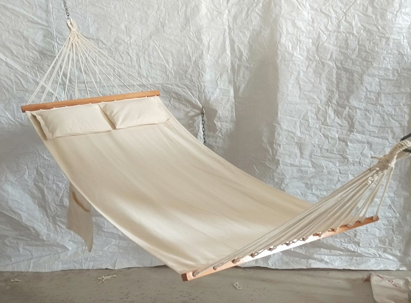 Natural Oxford Hammock With 2 Pillows, 90W X 335L cm