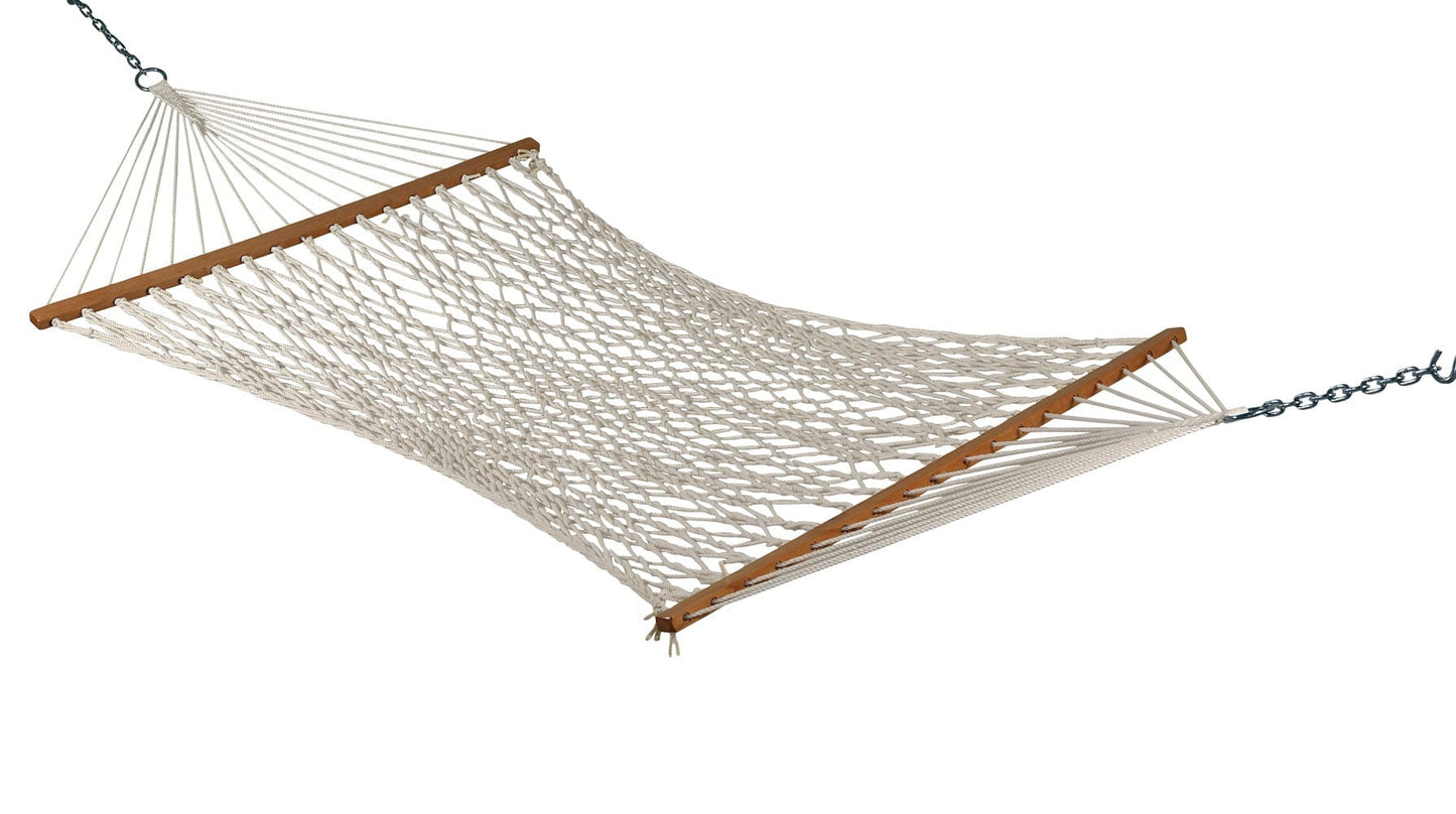 UV resistant Rope Outdoor Hammock with Wooden Bars, Weight Capacity of 113 kg- 122W X 335L